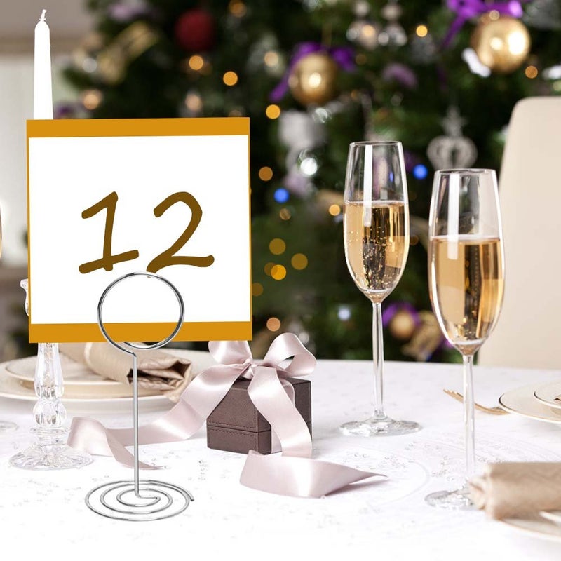 Aniann Table Number Card Holders Place Card Holder, 25 Pack Picture Holders for Tables, Wire Shape Photo Number Stands Menu Paper Card Clips for Wedding Party, Office, Restaurant (Silver) - Image 2